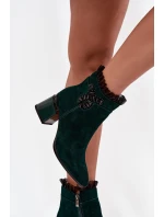 Dámske členkové topánky D&A z prírodného semišu - fľaškovo zelená Dámske členkové topánky D&A z prírodného semišu - fľaškovo zelená