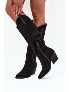 Dámské kozačky na podpatku Černá  Paris model 21774592 - Inello