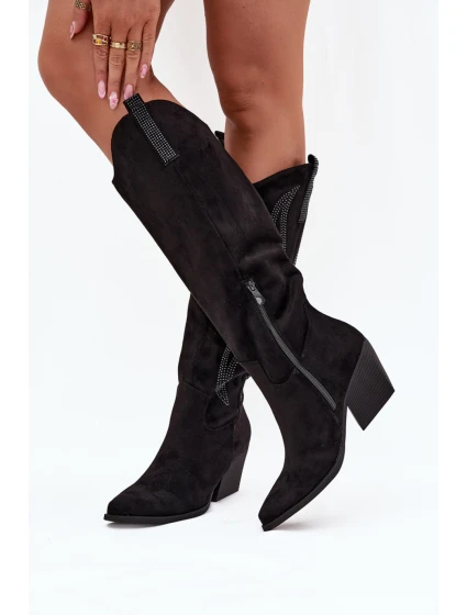 Dámské kozačky na podpatku Černá  Paris model 21774592 - Inello