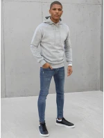 Pánská mikina s kapucí světle šedá model 21966689 - Dstreet