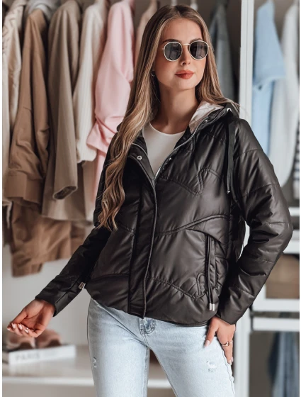 Dámska prechodná prešívaná bunda s kapucňou NIVESSO black FashionStreet TY4859
