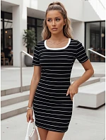 Pruhované mini šaty černé Dstreet model 21986827 - FashionStreet Pruhované mini šaty černé Dstreet model 21986827 - FashionStreet