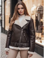 Dámska kožená bunda s ovčou kožušinou NORFDIMA hnedá FashionStreet TY4736z Dámska kožená bunda s ovčou kožušinou NORFDIMA hnedá FashionStreet TY4736z