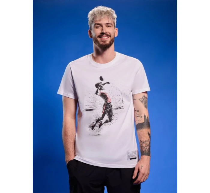 Pánske volejbalové tričko s potlačou 4F 4FRAW25TTSHM3318-10S Pánske volejbalové tričko s potlačou 4F 4FRAW25TTSHM3318-10S