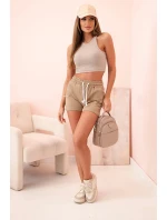 Dámske bavlnené šortky s elastickým pásom camel Dámske bavlnené šortky s elastickým pásom camel