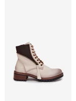 Botki Damskie Ocieplane Na Klocku Vinceza 58559 Beżowe