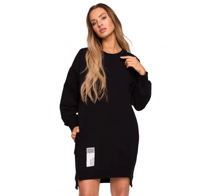 model 17191712 Svetrová tunika se zipy černá - Moe model 17191712 Svetrová tunika se zipy černá - Moe