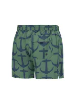 Pánske plavkové kraťasy Happy Self SM29-19 zelená/kotva-vzor - Self