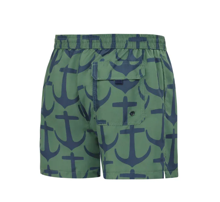 Pánske plavkové kraťasy Happy Self SM29-19 zelená/kotva-vzor - Self