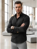 Pánska vzorovaná košeľa regular fit čierna FashionStreet DX2696