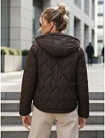 Dámska prechodná prešívaná bunda s kapucňou hnedá FashionStreet TY5670