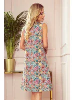 VICTORIA - Dámske trapézové šaty s farebným vzorom 296-1