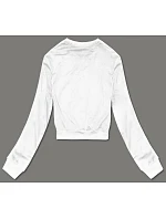 Tenká krátká bílá dámská tepláková mikina model 18378923 - J.STYLE Tenká krátká bílá dámská tepláková mikina model 18378923 - J.STYLE