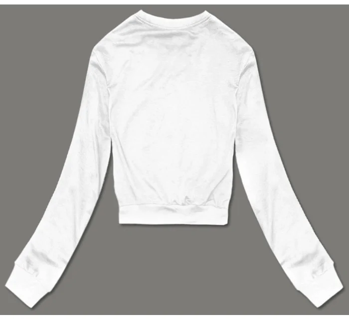 Dámska tenká krátka mikina biela (8B938-1)