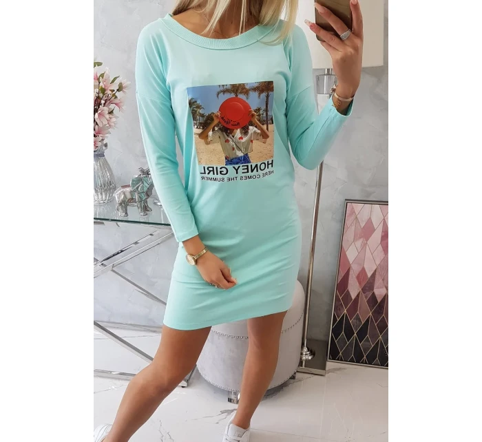 Šaty s mätovou potlačou Honey girl