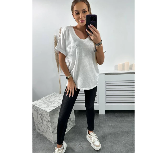 Bavlnená blúzka s vreckami biela