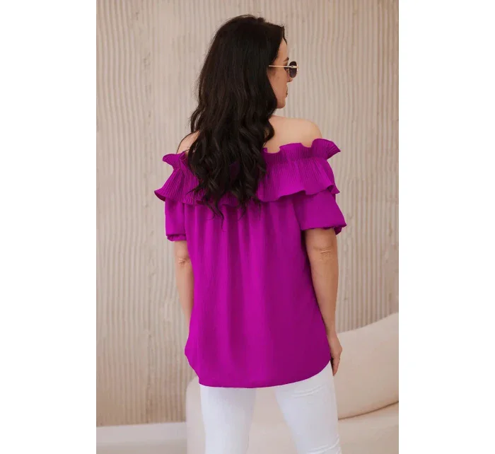 Španělská halenka s ozdobným volánem tmavě fialová Španělská halenka s ozdobným volánem tmavě fialová