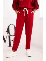 Dámska maslová súprava s lemovaním na rukávoch bordová