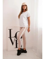 Dámska bavlnená súprava s tričkom a legínami s bielou šerpou