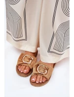 Płaskie Klapki Damskie Z Ozdobnym Detalem Camel Nellodra Płaskie Klapki Damskie Z Ozdobnym Detalem Camel Nellodra