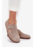 Semišové Polobotky Barefoot Dámské S Přezkou model 21703098 Béžové - Zazoo