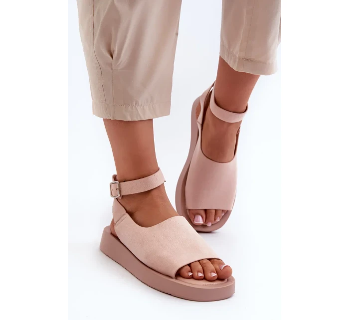 Pohodlné dámske sandále na platforme, ružové Rubie Pohodlné dámske sandále na platforme, ružové Rubie