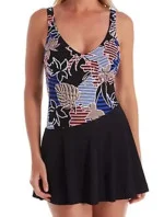 Dámske jednodielne plavky M0 7430 009 čierne s potlačou - Anita