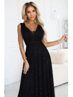 Večerní dlouhé šaty s a hlubokým výstřihem černé model 21422851 - numoco basic Večerní dlouhé šaty s a hlubokým výstřihem černé model 21422851 - numoco basic