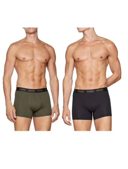 Pánske boxerky Puma 2-Pack khaki čierna pohodlná bavlna Pánske boxerky Puma 2-Pack khaki čierna pohodlná bavlna