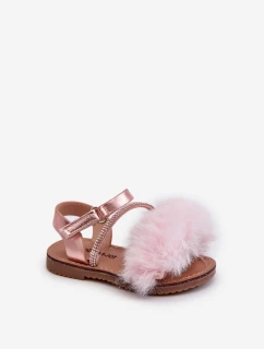 dětské sandálky s mašlí na suchý zip růžové model 21662964 - Boto