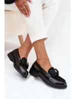 Lakierowane Mokasyny Damskie Z Kokardką S.Barski HY51-319 Czarne