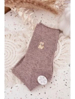 Teplé Dámské Ponožky S Vlnou Medvěd Tmavě Béžové