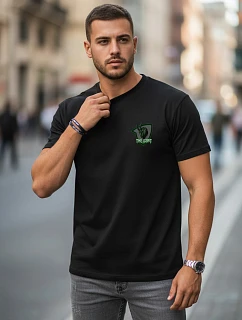Pánske bavlnené tričko s klasickou čiernou potlačou FashionStreet NX0153R