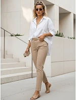 Dámske džínsy Mom Fit s vysokým pásom a opaskom, béžové, FashionStreet UY3087