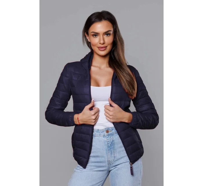 Tmavě modrá dámská prošívaná bunda s kapucí model 18044805 - S'WEST