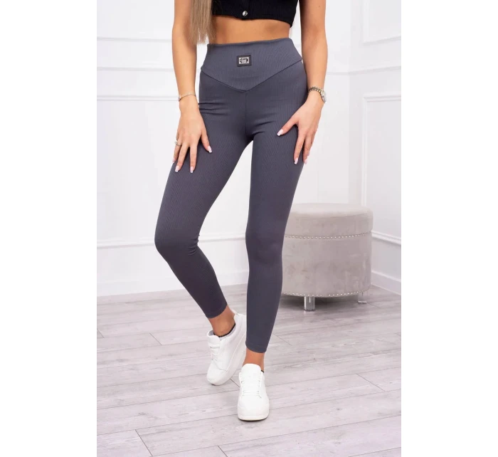 Pruhované legíny v grafitovej farbe