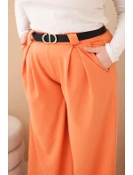 Dámske Plus veľkosť široké nohavice z viskózy s marhuľovým pásom Dámske Plus veľkosť široké nohavice z viskózy s marhuľovým pásom