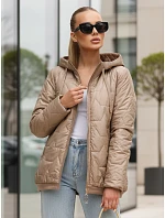 Dámska prešívaná bunda s kapucňou béžová FashionStreet TY5547