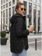 Dámska prechodná prešívaná bunda s odnímateľnou kapucňou čierna TY5625