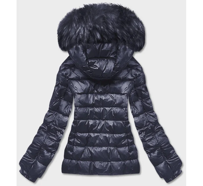 Dámska krátka zimná bunda tmavomodrá (YP-20129-55)