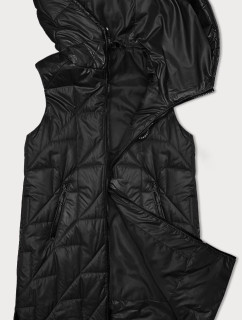 Černá prošívaná dámská vesta s asymetrickou spodní částí S'West (B8237-1)