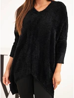 Dámský svetr Plus Size s výstřihem do V černý Dámský svetr Plus Size s výstřihem do V černý