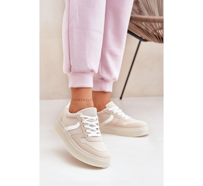 Niskie Sneakersy Damskie Na Platformie Beżowe Telmira