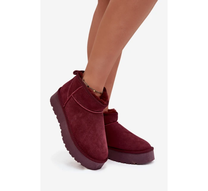 Modne Zamszowe Niskie Śniegowce Bordowe Nucca Modne Zamszowe Niskie Śniegowce Bordowe Nucca