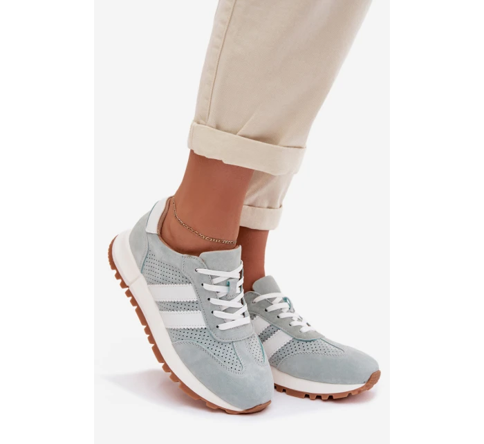 Dámské tenisky z přírodního semiše mátové model 22007477 - EVENTO