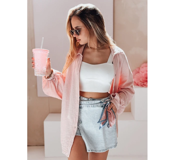 Dámska mušelínová košeľa 208 ružová - Kesi