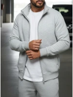 Pánska mikina na zips bez kapucne sivá BX4109
