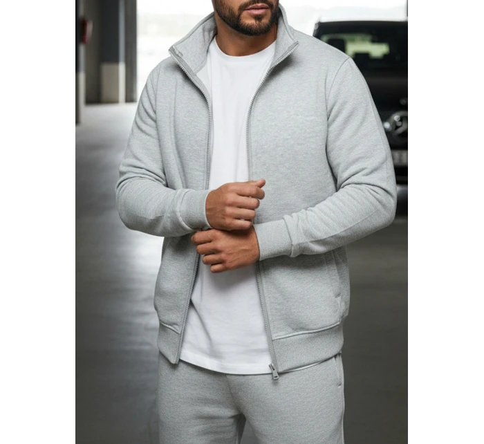 Pánska mikina na zips bez kapucne sivá BX4109