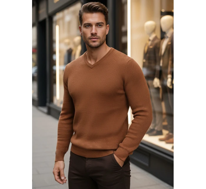 Pánský velbloudí svetr Dstreet model 21982666 - FashionStreet Pánský velbloudí svetr Dstreet model 21982666 - FashionStreet