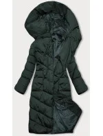 Tmavozelená dlhá dámska zimná bunda (2M-033)